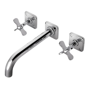 Waterworks Ludlow Wall Mounted Bathroom Faucet with Cross Handles in Chrome