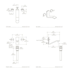 Waterworks Formwork Low Profile Three Hole Wall Mounted Lavatory Faucet with Metal Lever Handles in Matte Nickel