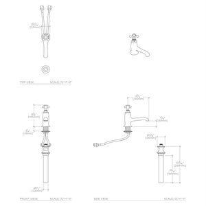 Waterworks Highgate One Hole Lavatory Faucet with Cross Handle in Nickel