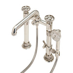 Waterworks RW Atlas Exposed Deck Mounted Tub Filler with Handshower in Unlacquered Brass