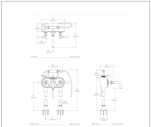 Waterworks Regulator Exposed Floor Mounted Tub Filler with Handshower and Metal Lever Handles in Nickel