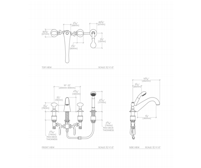 Waterworks Opus Deck Mounted Low Profile Concealed Tub Filler With Handshower and Crystal Egg Handles in Nickel