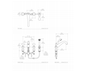 Waterworks Opus Deck Mounted Low Profile Concealed Tub Filler With Handshower and Crystal Egg Handles in Nickel