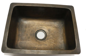 Waterworks Normandy 14 15/16" x 11 7/16" x 5 11/16" Hammered Copper Bar Sink with Center Drain in Antique Copper