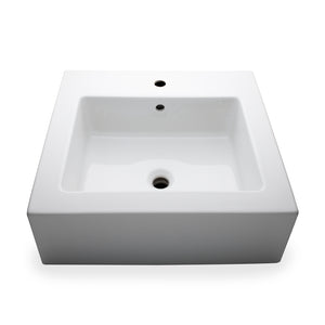 Waterworks Larsen Rectangular Porcelain Lavatory Sink (3 Hole) Double Glazed 23 5/8" x 18 1/2" x 6" in White For Sale Online