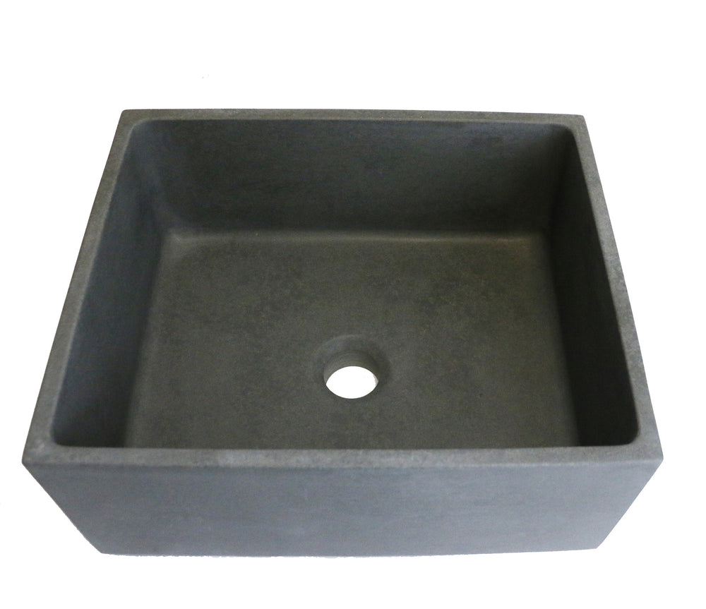 R.W. Atlas 16" x 13 1/16" x 7 1/16" Stone Apron Bar Sink with Center Drain in Basalt