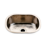 Waterworks Normandy 15 3/4" x 11 13/16" x 5 7/16" Hammered Copper Oval Bar Sink with Center Drain in Antique Copper