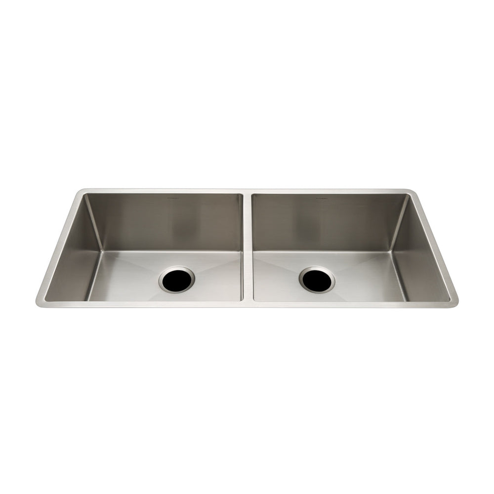 Waterworks Kerr 35 3/4" x 18 1/2" x 10 5/8" Twin Stainless Steel Kitchen Sink with Rear Drains