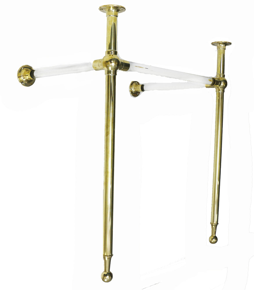 Waterworks Crystal Metal Round Two Leg Single Washstand 27 15/16" x 19 13/16" x 32 3/4" in Unlacquered Brass