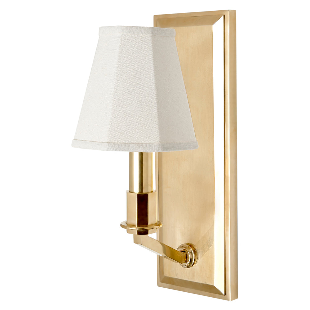 Waterworks Erna Single Arm Sconce with Fabric Shade in Unlacquered Brass