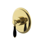 Waterworks Easton Classic Pressure Balance with Black Porcelain Lever Handle in Brass