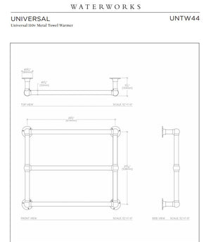 Waterworks Universal Towel Warmer in Nickel