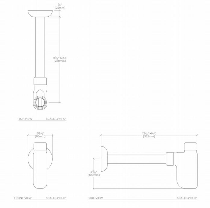 Waterworks Universal Bottle P-Trap in Dark Brass