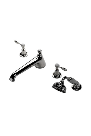 Waterworks Easton Classic Low Profile Tub Filler with Handshower and Lever Handles in Nickel