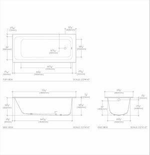 Waterworks Cambridge 71" x 32" x 21" Rectangular Cast Iron Bathtub with End Drain in White