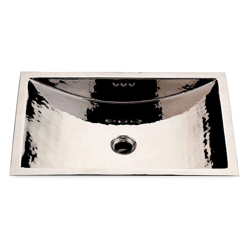 Waterworks Normandy Drop In or Undermount Rectangular Hammered Copper Lavatory Sink 15 3/8" x 11 7/16" x 5 1/8" in Chrome