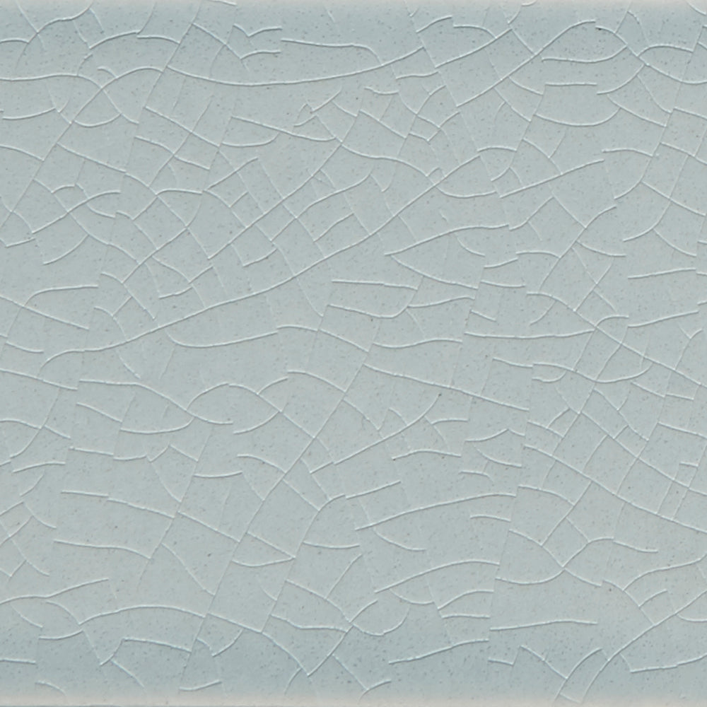 Waterworks Architectonics Handmade Instock Field Tile 3 x 6 Bullnose Single (Long) in Icewater Glossy Crackle