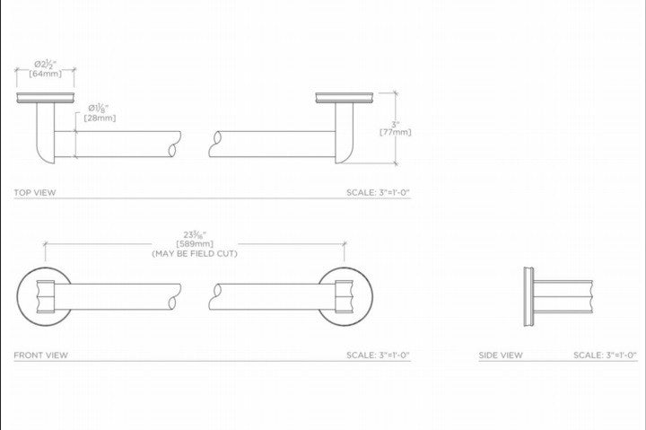 Waterworks Boulevard 24" Crystal Towel Bar in Nickel