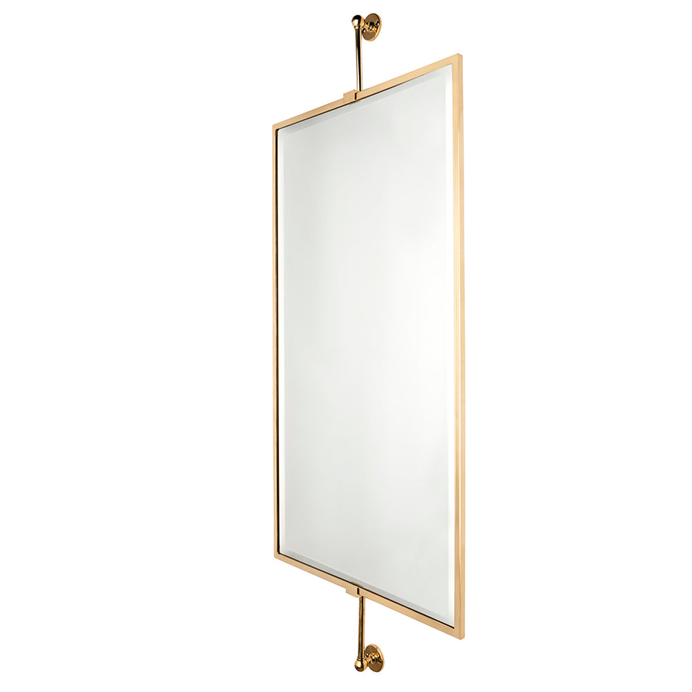 Waterworks Crystal Wall Mounted Mirror on Bar in Brass