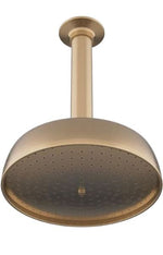 Waterworks .25 Ceiling Mounted 8" Shower Rose, Arm, and Flange in Vintage Brass