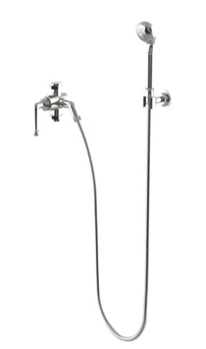 Waterworks Dash Handshower on Hook with Diverter and Lever Handle in Brass