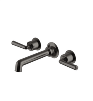 Waterworks Henry Wall Mounted Lavatory Faucet with Lever Handles in Dark Nickel