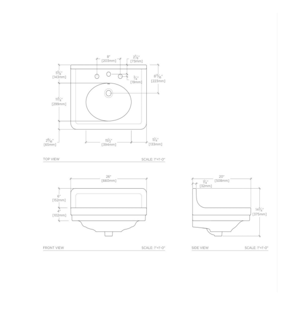 Waterworks Alden Lavatory sink 26" x 20" x 14 3/4" with Backsplash in Bright White
