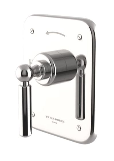 Waterworks Ludlow Pressure Balance Control with Metal Lever Handle and Round Plate in Chrome