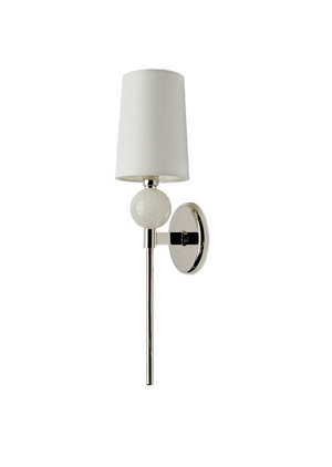 Waterworks Petram Wall Mounted Single Sconce with Fabric Shade in Nickel