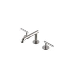 Waterworks Decibel  Low Profile Three Hole Deck Mounted Lavatory Faucet with Metal Lever Handles in Nickel