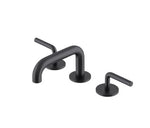Waterworks Flyte Low Profile Three Hole Deck Mounted Lavatory Faucet with Metal Lever Handles in Matte Black