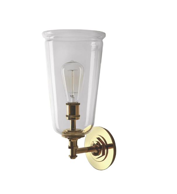 Waterworks Henry Wall Mounted Single Arm Sconce with Glass Shade in Matte Brass