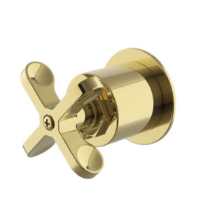 Waterworks Henry Volume Control Valve Trim with Metal Cross Handle in Burnished Brass