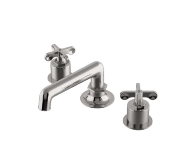 Waterworks Henry Low Profile Lavatory Faucet with Metal Cross Handles in Burnished Nickel