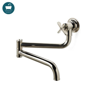 Waterworks Henry Articulated Pot Filler with Custom Lever Handle in Matte Nickel