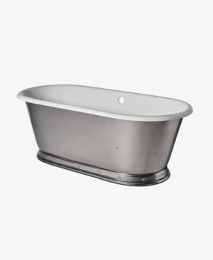 Waterworks Voltaire 67" x 30" x 24" Freestanding Oval Cast Iron Bathtub without Slip Resistance in Burnished