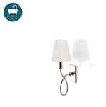 Waterworks Blue Note Wall Mounted Single Loop Swing Arm Sconce with Fabric Shade in Nickel