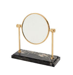 Waterworks Cavea Tabletop Mirror with Marble Base in Brass/Portoro