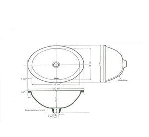 Waterworks Manchester Undermount Oval Vitreous China Lavatory Sink Single Glazed 20 1/2" x 17" x 8" in Cool White