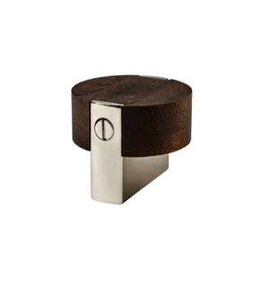 Wateworks Muir 1 1/2" Metal and Walnut Knob in Unlacquered Brass