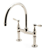 Waterworks Easton Vintage Two Hole Bridge Gooseneck Kitchen Faucet, Metal Lever Handles in Matte Nickel