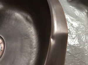 Waterworks Normandy Hammered Copper Round Kitchen Sink in Antique Copper
