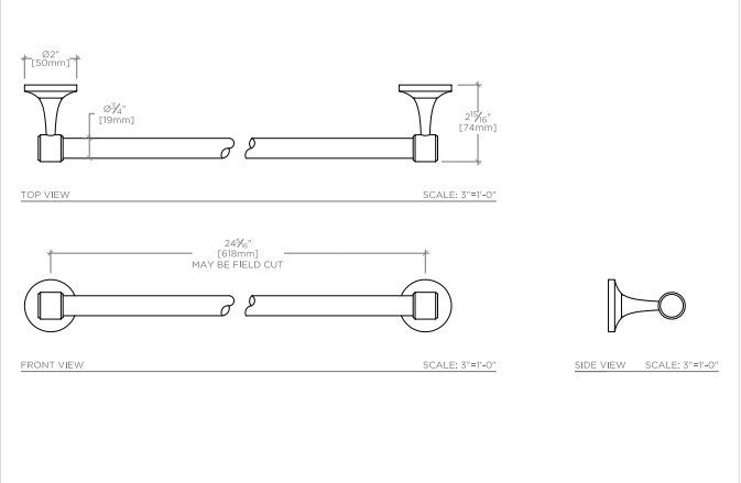 Waterworks Easton 24" Metal Towel Bar in Nickel