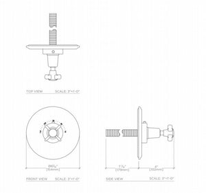 Waterworks Easton Classic Thermostatic Control Valve Trim with White Porcelain Blank Indice and Metal Cross Handle in Nickel