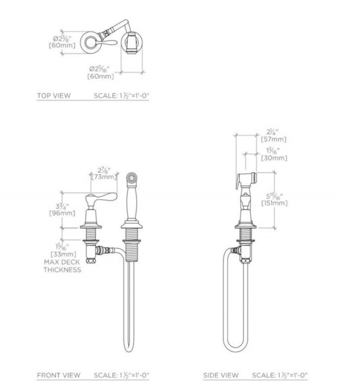 Waterworks Easton Classic Spray, Metal Lever Handle in Chrome