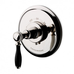 Waterworks Easton Classic Thermostatic Valve with Black Porcelain Handle in Chrome