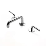 Waterworks Flyte Low Profile Three Hole Deck Mounted Lavatory Faucet with Metal Lever Handles in Matte Chrome