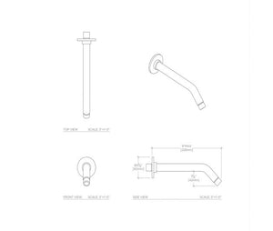 Waterworks Flyte Shower Arm and Flange ONLY in Aged Brass