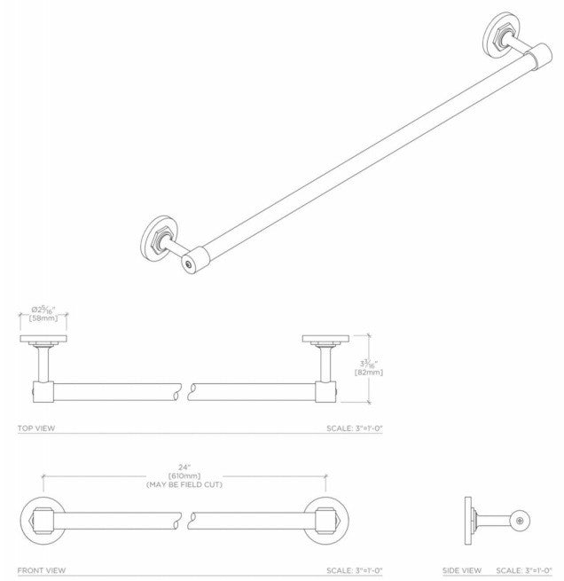 Waterworks Henry 24" Towel Bar in Chrome
