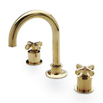 Waterworks Henry Gooseneck Lavatory Faucet with Cross Handles in Unlacquered Brass